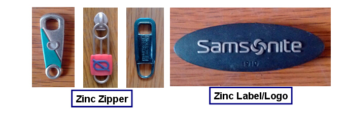 Metal Zinc Zamak Zipper puller, slider, label by die casting